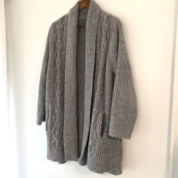 Barefoot Dreams Cozy Chic Long Grey Cabin Cardigan Sweater XL Soft Cabincore - Picture 3 of 8